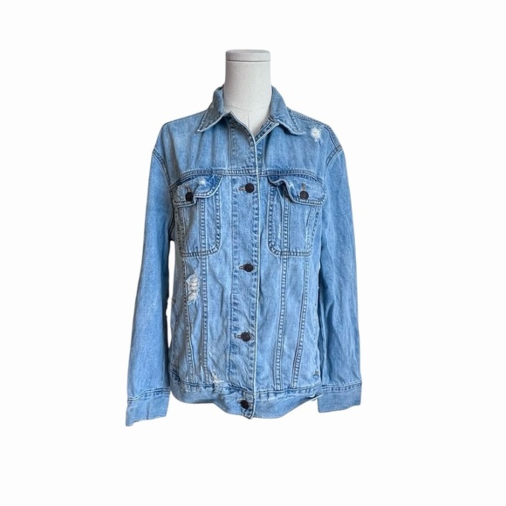 Abercrombie & Fitch Distressed Denim Jean Jacket‎ Trucker Light Wash Women's M